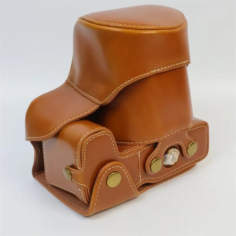 Uniqkart for Canon EOS R8 PU Leather Camera Bag Battery Opening Design Protective Cover - Brown