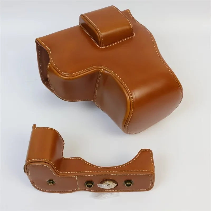 Uniqkart for Canon EOS R8 PU Leather Camera Bag Battery Opening Design Protective Cover - Brown