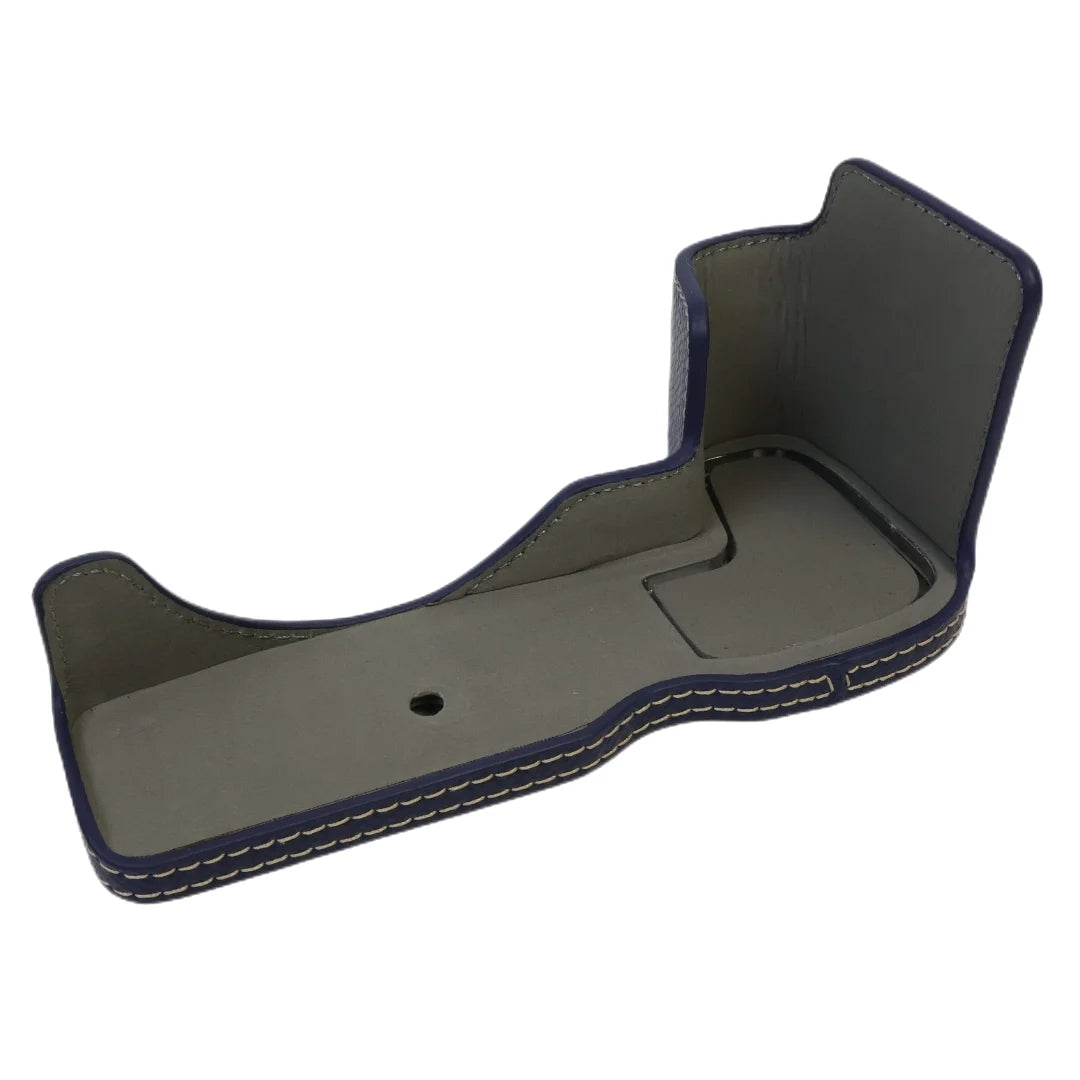 Uniqkart for Canon EOS R8 PU Leather Camera Base Battery Opening Design Detachable Protective Cover with Shoulder Strap - Baby Blue