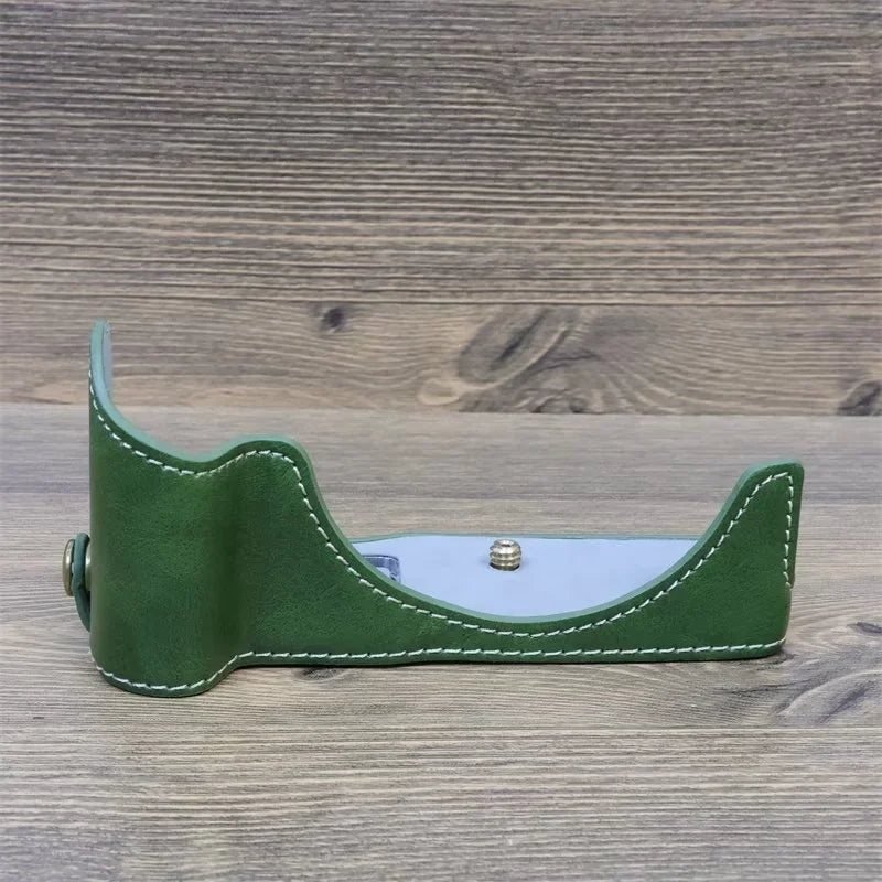 Uniqkart for Canon EOS R50 Camera Bottom Sleeve Large Opening Design PU Leather Half Body Case - Green