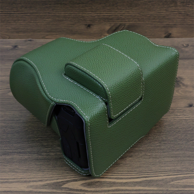 Uniqkart for Canon EOS R8 PU Leather Case Digital Camera Battery Opening Design Bag with Strap and Small Bag - Green