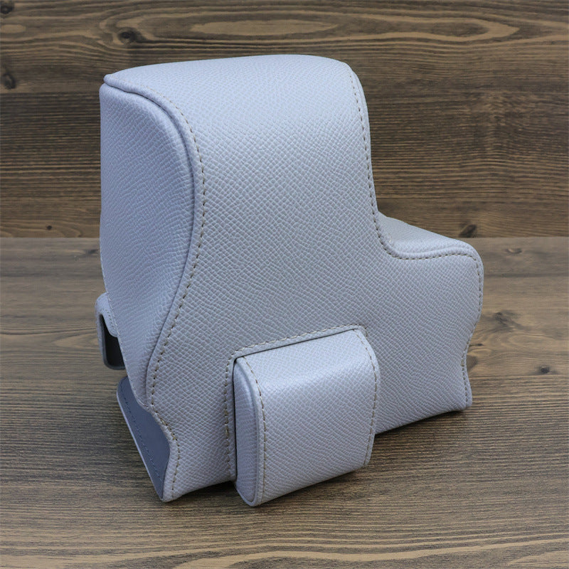 Uniqkart for Canon EOS R8 PU Leather Case Digital Camera Battery Opening Design Bag with Strap and Small Bag - Grey White