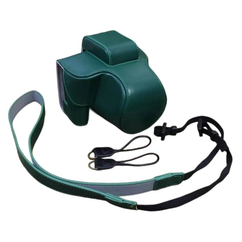 Uniqkart for Canon EOS R50 Detachable PU Leather Camera Bag Protective Cover with Shoulder Strap - Green