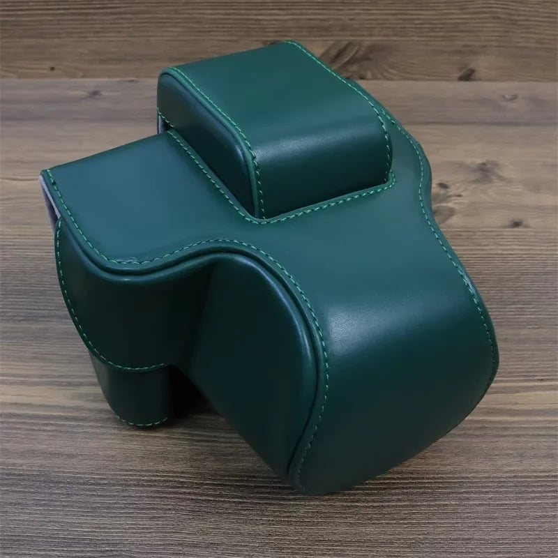 Uniqkart for Canon EOS R50 Detachable PU Leather Camera Bag Protective Cover with Shoulder Strap - Green