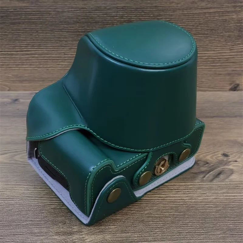 Uniqkart for Canon EOS R50 Detachable PU Leather Camera Bag Protective Cover with Shoulder Strap - Green