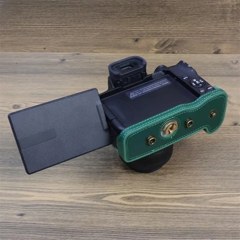 Uniqkart for Canon EOS R50 Detachable PU Leather Camera Bag Protective Cover with Shoulder Strap - Green