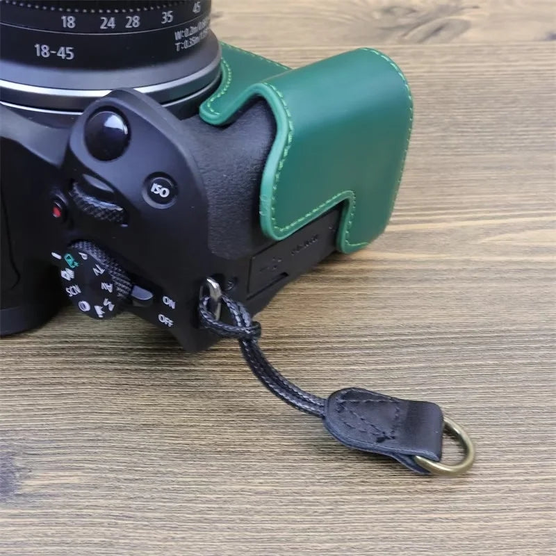 Uniqkart for Canon EOS R50 Detachable PU Leather Camera Bag Protective Cover with Shoulder Strap - Green