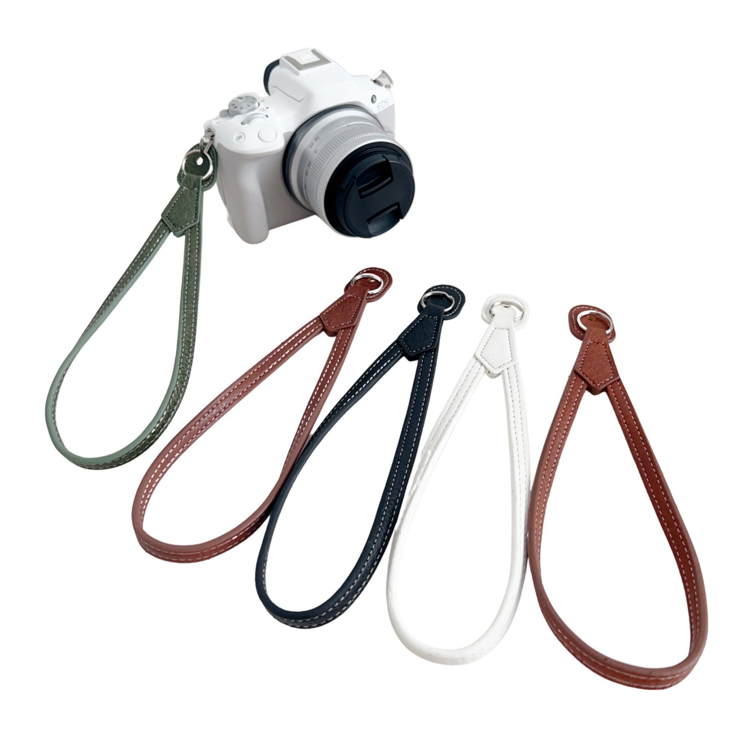 Uniqkart for Canon Nikon Sony Fujifilm Panasonic SLR Camera PU Leather Hand Strap Buffalo Texture Wrist Rope - Brown