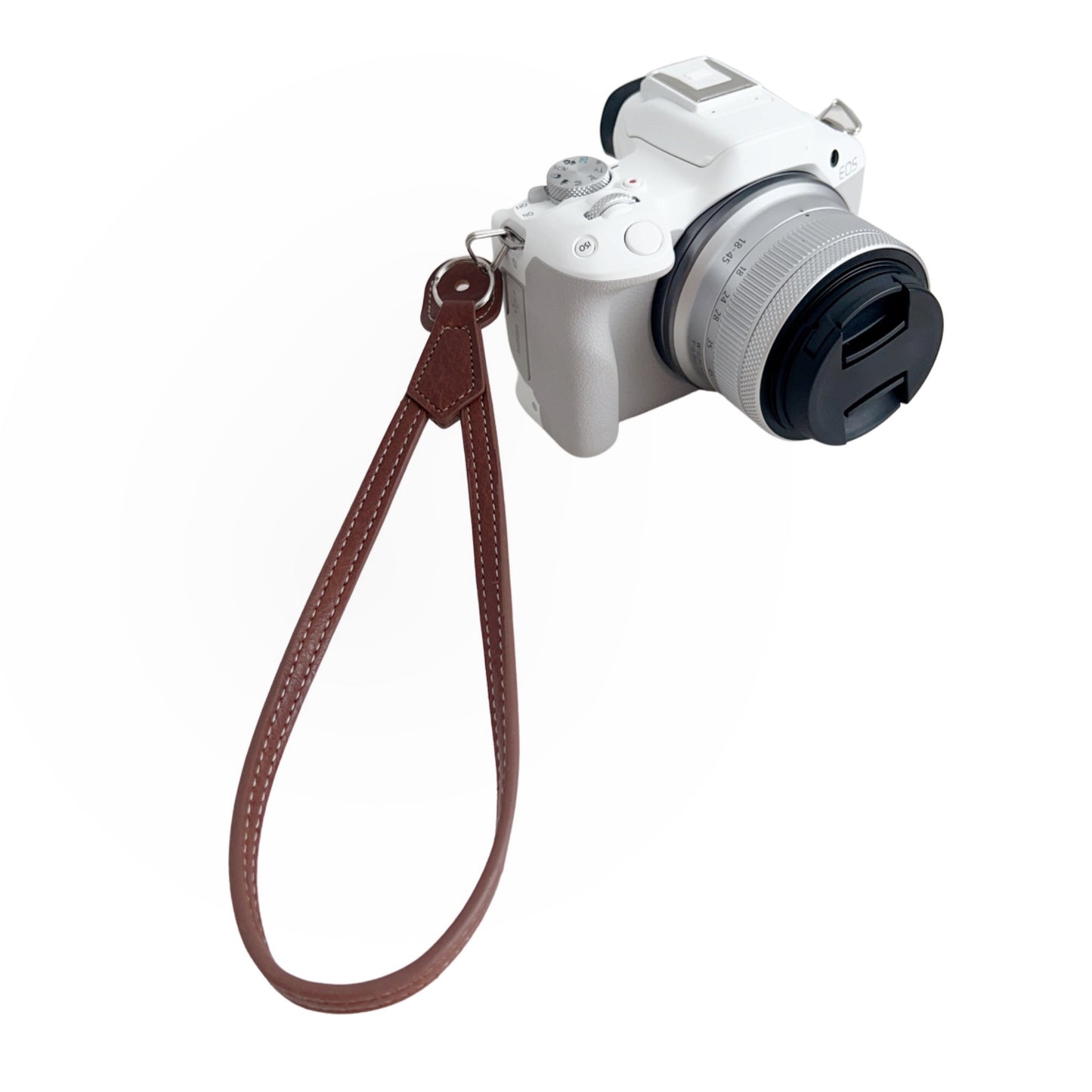 Uniqkart for Canon Nikon Sony Fujifilm Panasonic SLR Camera PU Leather Hand Strap Buffalo Texture Wrist Rope - Coffee