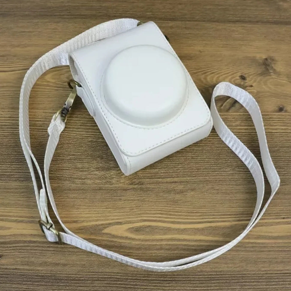 for Sony ZV-1 / ZV-1 II / ZV-1F PU Leather Camera Bag Protective Cover with Shoulder Strap, Vertical Type - White