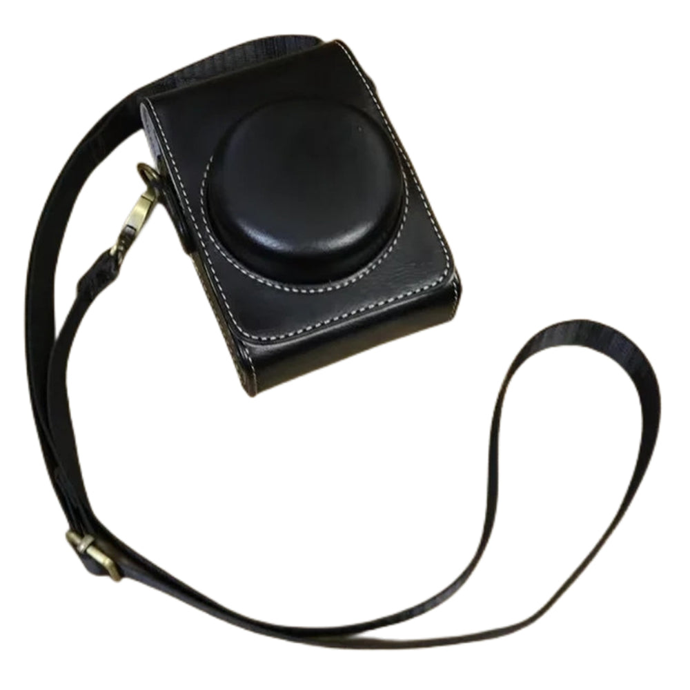 Uniqkart for Sony ZV-1 / ZV-1 II / ZV-1F PU Leather Camera Bag Protective Cover with Shoulder Strap, Vertical Type - Black
