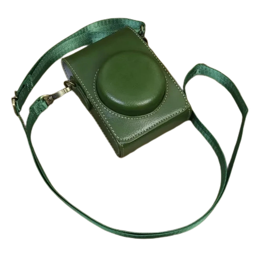 for Sony ZV-1 / ZV-1 II / ZV-1F PU Leather Camera Bag Protective Cover with Shoulder Strap, Vertical Type - Green