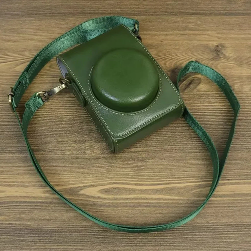 for Sony ZV-1 / ZV-1 II / ZV-1F PU Leather Camera Bag Protective Cover with Shoulder Strap, Vertical Type - Green
