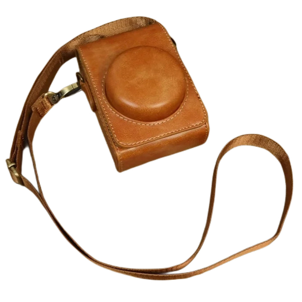 Uniqkart for Sony ZV-1 / ZV-1 II / ZV-1F PU Leather Camera Bag Protective Cover with Shoulder Strap, Vertical Type - Brown