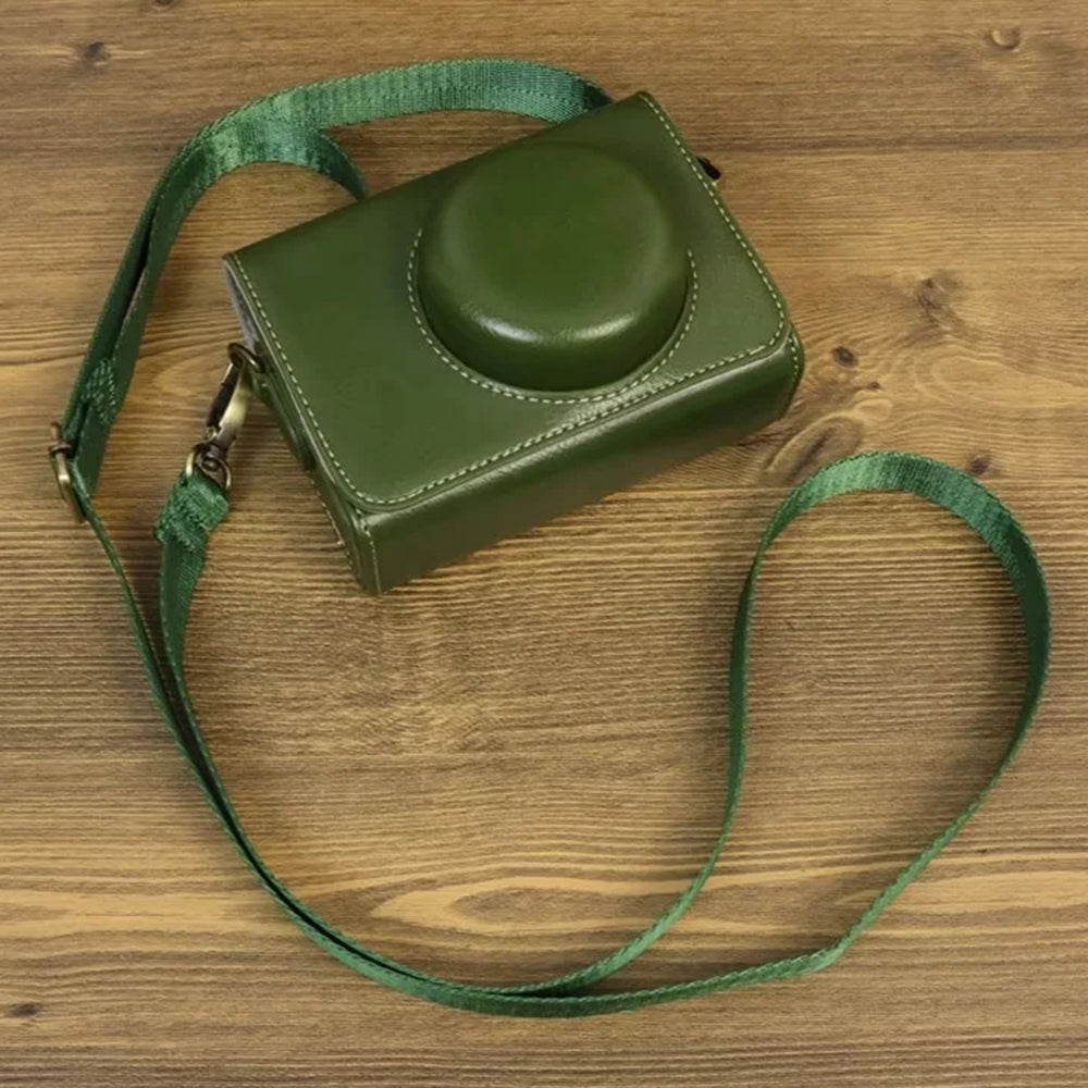 Camera Bag for Sony ZV-1 / ZV-1 II / ZV-1F PU Leather Protective Case with Shoulder Strap, Horizontal Type - Green