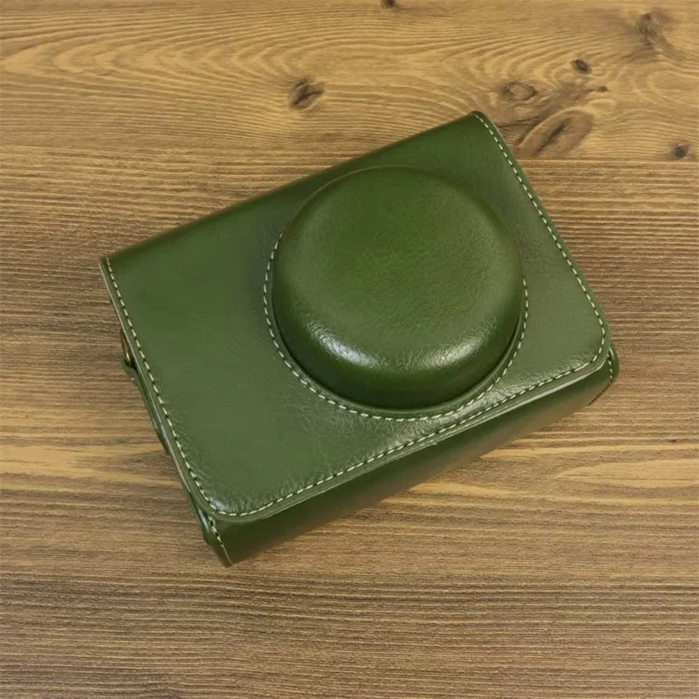 Camera Bag for Sony ZV-1 / ZV-1 II / ZV-1F PU Leather Protective Case with Shoulder Strap, Horizontal Type - Green