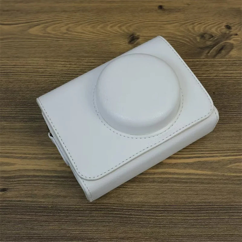 Camera Bag for Sony ZV-1 / ZV-1 II / ZV-1F PU Leather Protective Case with Shoulder Strap, Horizontal Type - White