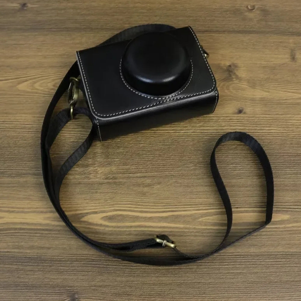 Camera Bag for Sony ZV-1 / ZV-1 II / ZV-1F PU Leather Protective Case with Shoulder Strap, Horizontal Type - Black