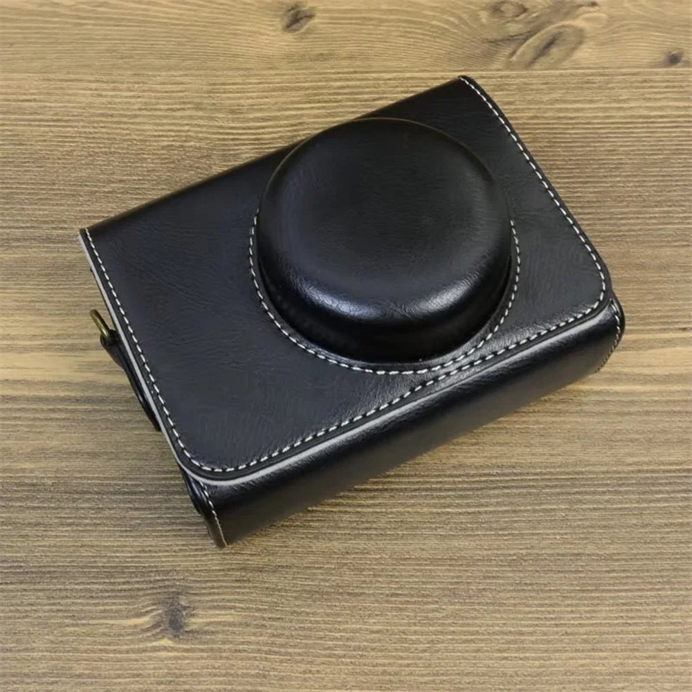 Camera Bag for Sony ZV-1 / ZV-1 II / ZV-1F PU Leather Protective Case with Shoulder Strap, Horizontal Type - Black