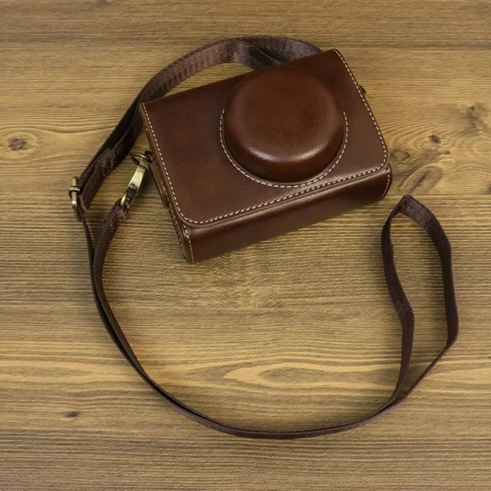 Camera Bag for Sony ZV-1 / ZV-1 II / ZV-1F PU Leather Protective Case with Shoulder Strap, Horizontal Type - Coffee