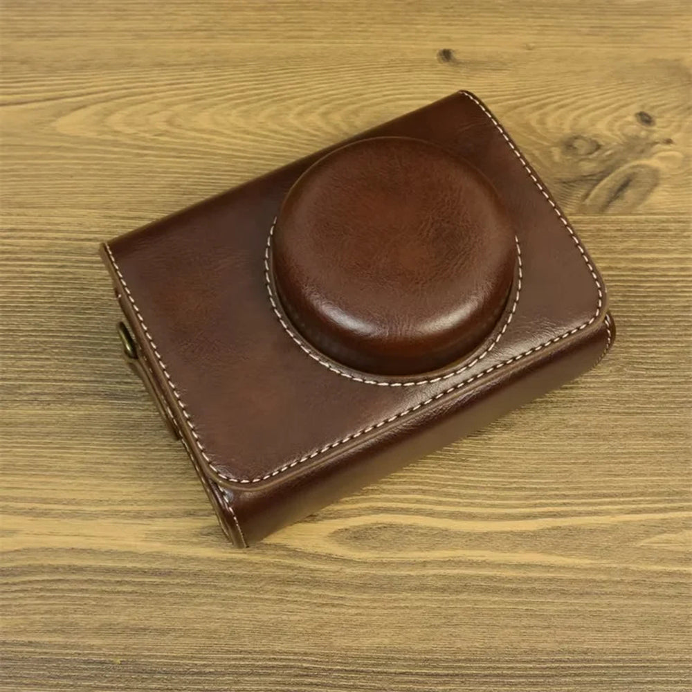 Camera Bag for Sony ZV-1 / ZV-1 II / ZV-1F PU Leather Protective Case with Shoulder Strap, Horizontal Type - Coffee