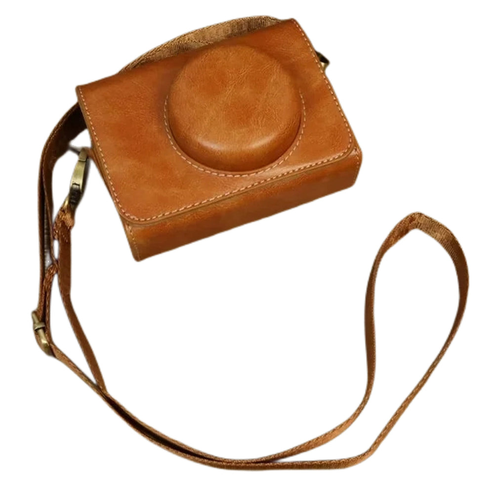 Camera Bag for Sony ZV-1 / ZV-1 II / ZV-1F PU Leather Protective Case with Shoulder Strap, Horizontal Type - Brown