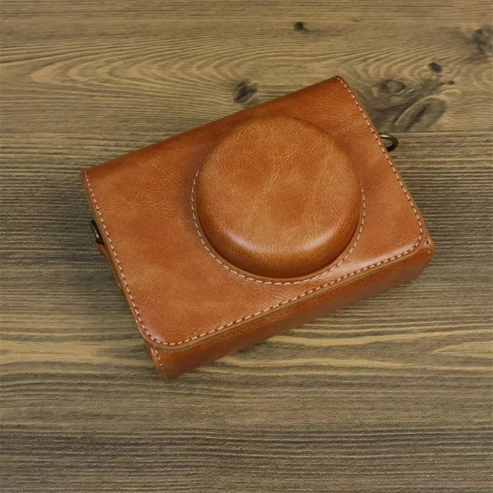 Camera Bag for Sony ZV-1 / ZV-1 II / ZV-1F PU Leather Protective Case with Shoulder Strap, Horizontal Type - Brown