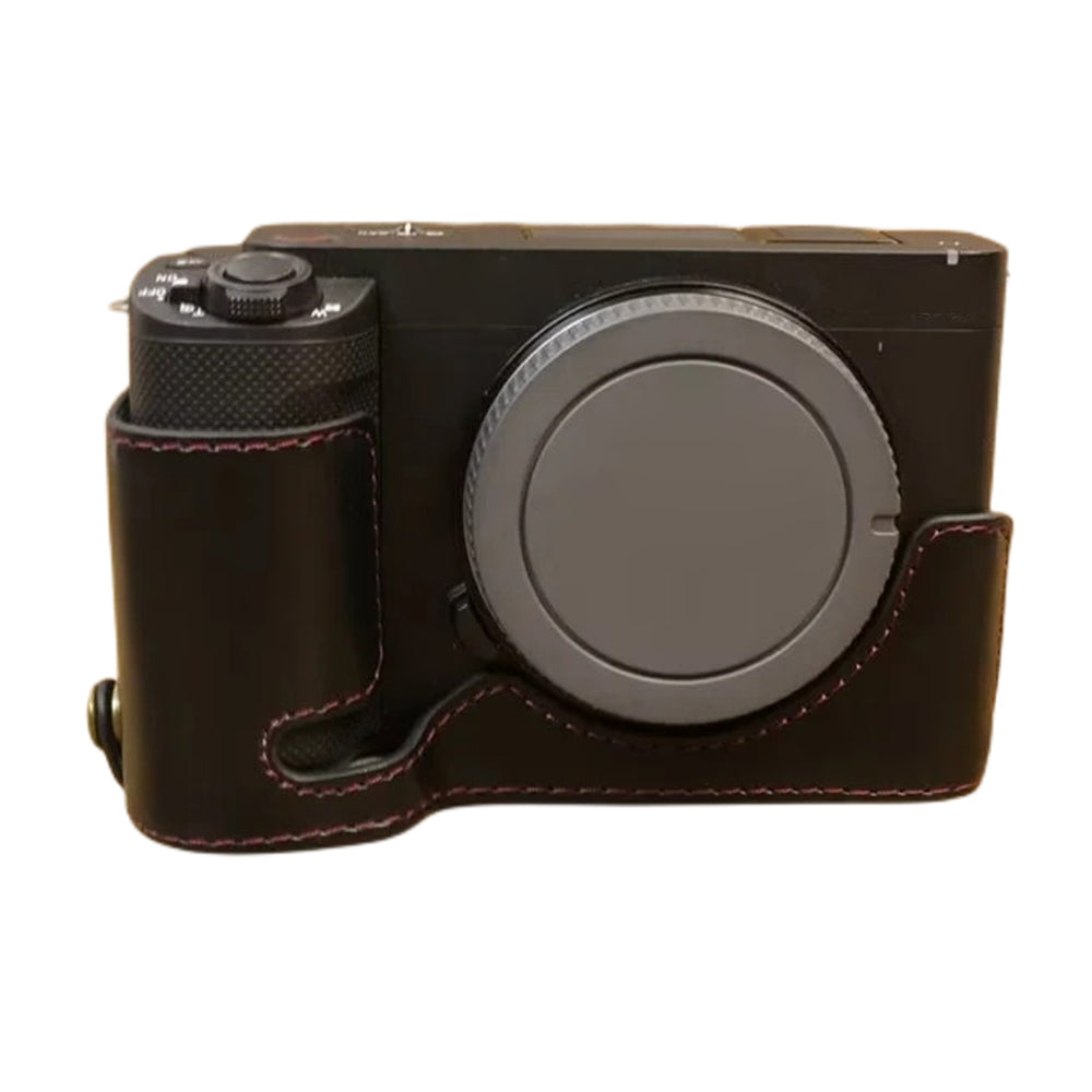 Uniqkart for Sony ZV-E1 PU Leather Camera Bottom Case Half Body Anti-scratch Cover with Battery Opening - Black