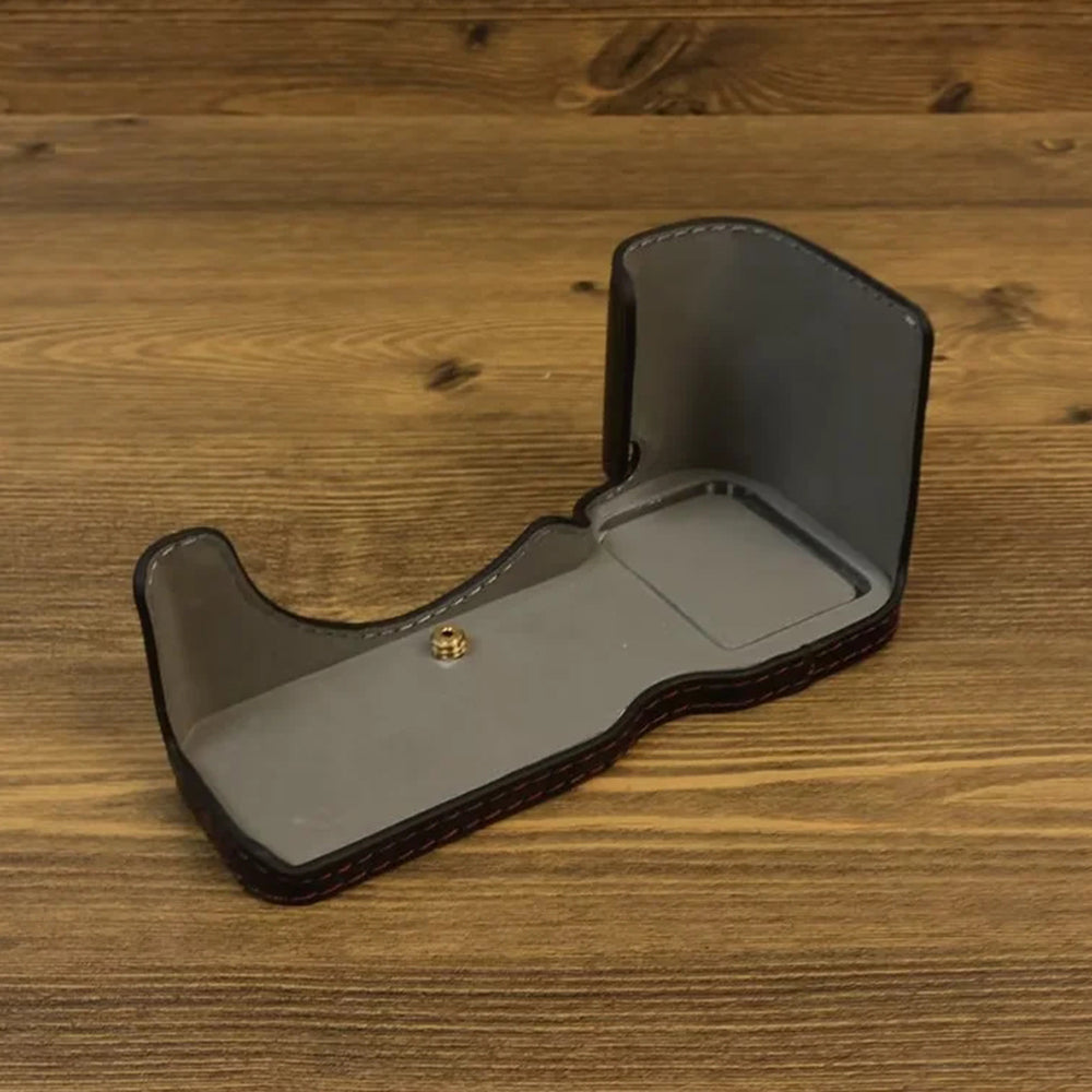 Uniqkart for Sony ZV-E1 PU Leather Camera Bottom Case Half Body Anti-scratch Cover with Battery Opening - Black