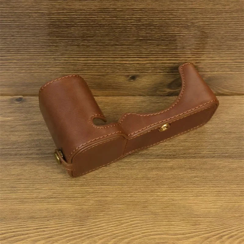 Uniqkart for Sony ZV-E1 PU Leather Camera Bottom Case Half Body Anti-scratch Cover with Battery Opening - Coffee