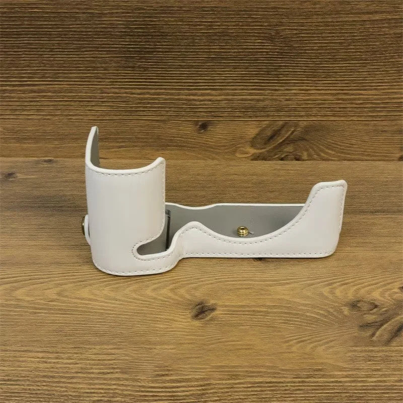 Uniqkart for Sony ZV-E1 PU Leather Camera Bottom Case Half Body Anti-scratch Cover with Battery Opening - White