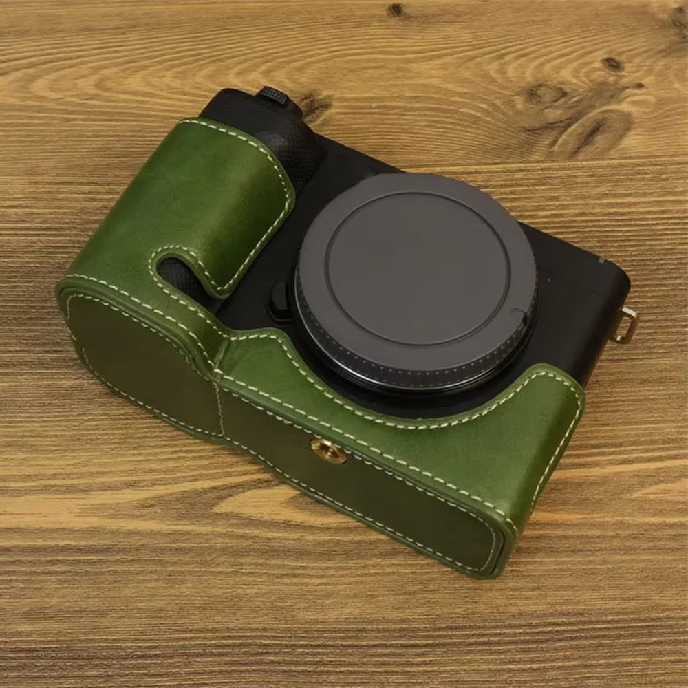 Uniqkart for Sony ZV-E1 PU Leather Camera Bottom Case Half Body Anti-scratch Cover with Battery Opening - Green