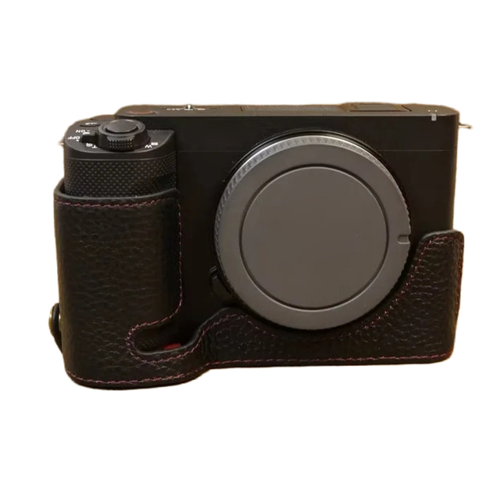 Uniqkart for Sony ZV-E1 Half Body Cover Genuine Cow Leather Camera Bottom Case with Battery Opening - Black