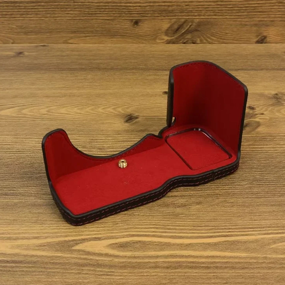 Uniqkart for Sony ZV-E1 Half Body Cover Genuine Cow Leather Camera Bottom Case with Battery Opening - Black