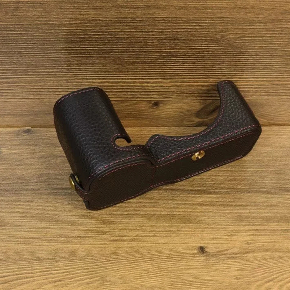 Uniqkart for Sony ZV-E1 Half Body Cover Genuine Cow Leather Camera Bottom Case with Battery Opening - Black