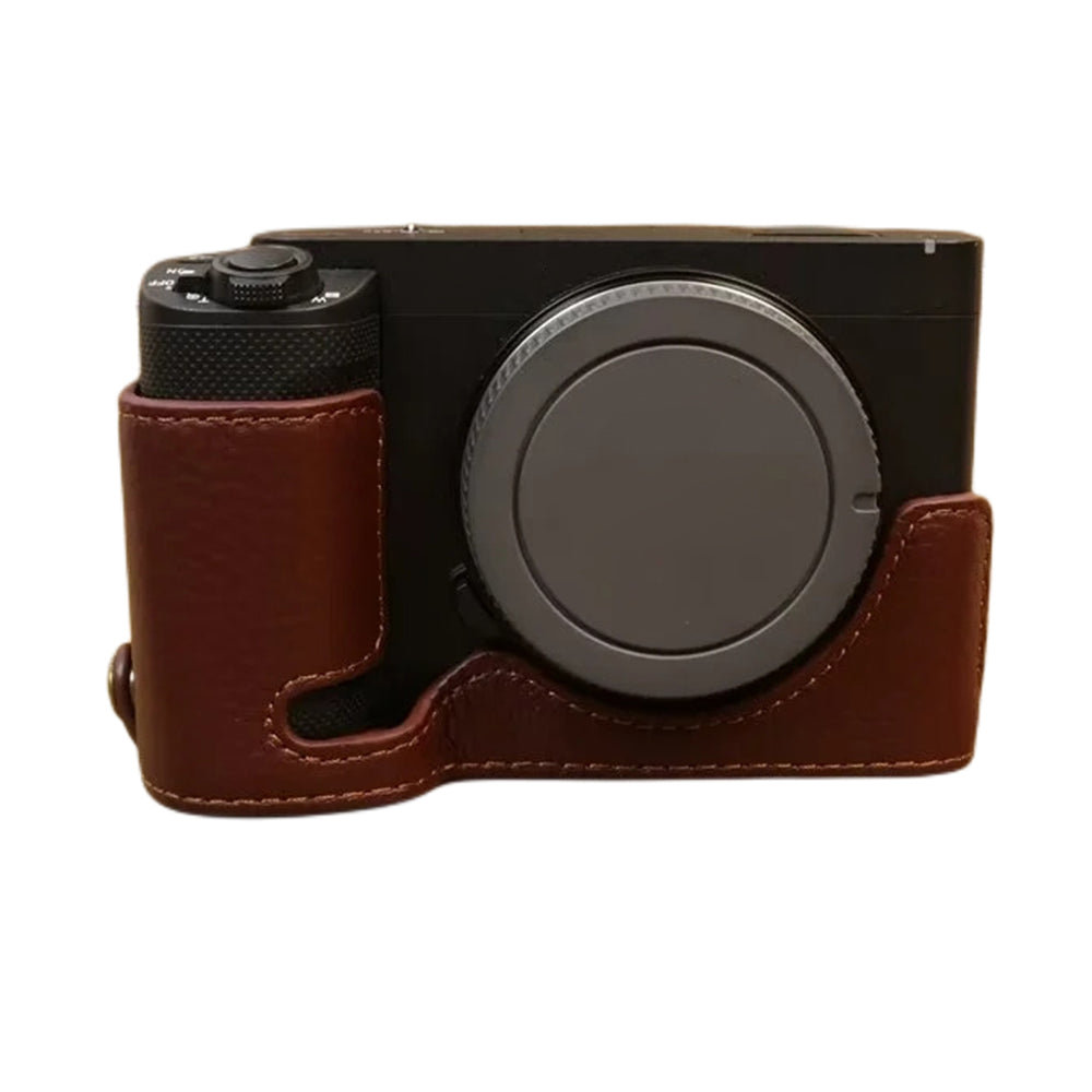 Uniqkart for Sony ZV-E1 Half Body Cover Genuine Cow Leather Camera Bottom Case with Battery Opening - Coffee