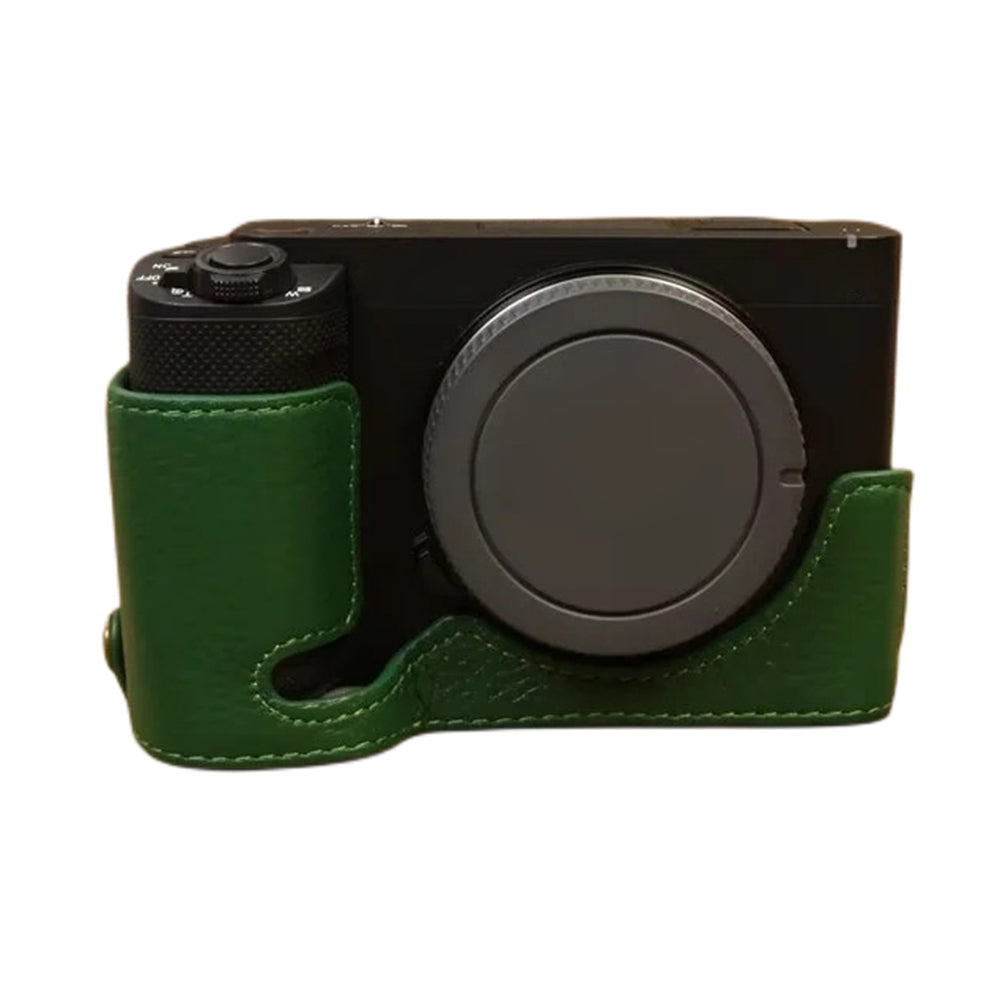 Uniqkart for Sony ZV-E1 Half Body Cover Genuine Cow Leather Camera Bottom Case with Battery Opening - Green