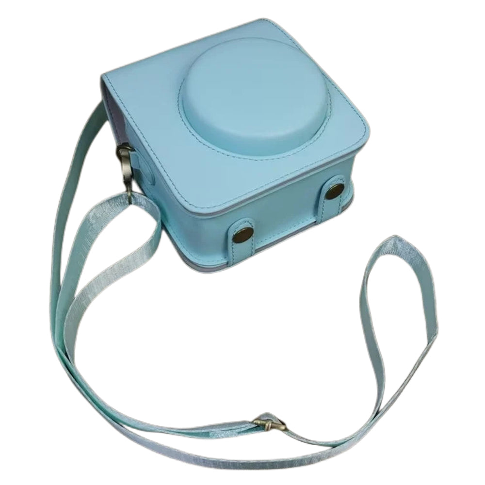 Uniqkart for Fujifilm Instax Mini 12 PU Leather Camera Bag Protective Cover with Shoulder Strap - Mint Green