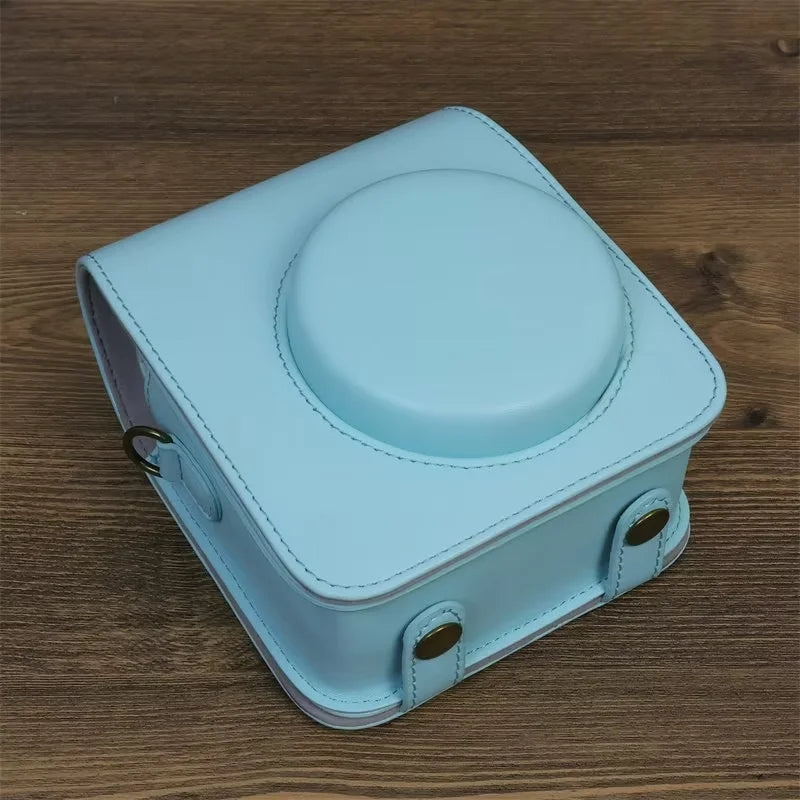 Uniqkart for Fujifilm Instax Mini 12 PU Leather Camera Bag Protective Cover with Shoulder Strap - Mint Green