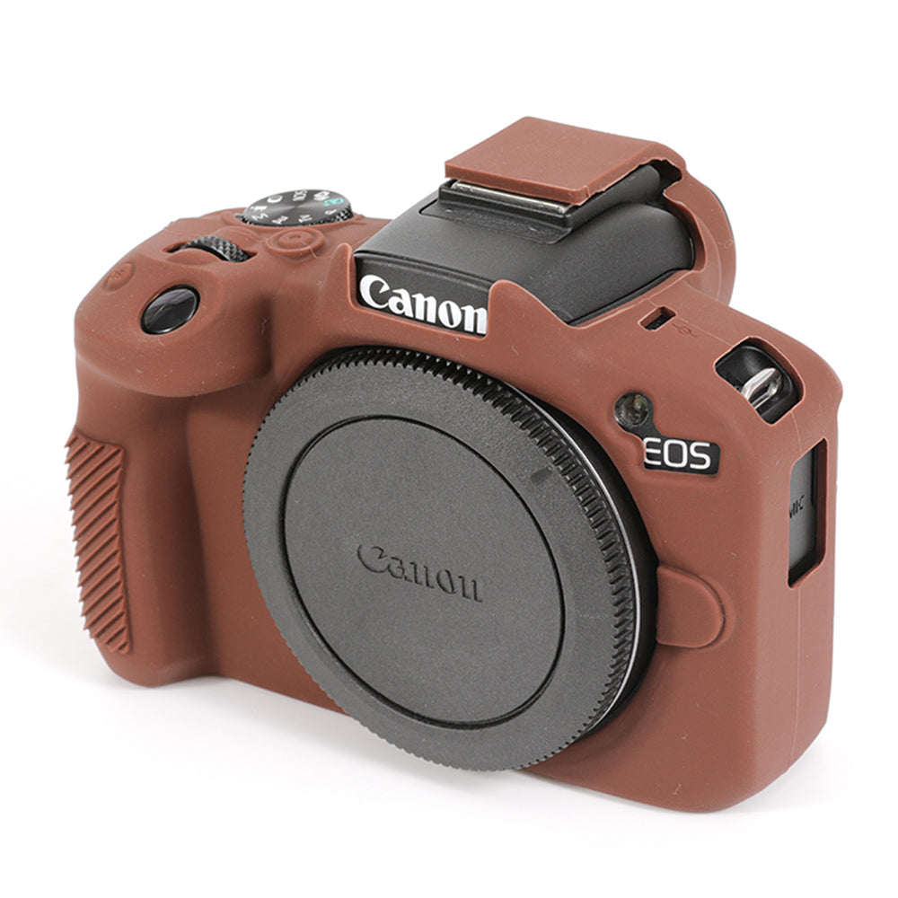 Uniqkart for Canon EOS R50 Soft Silicone Anti-drop Case Camera Protective Cover - Coffee