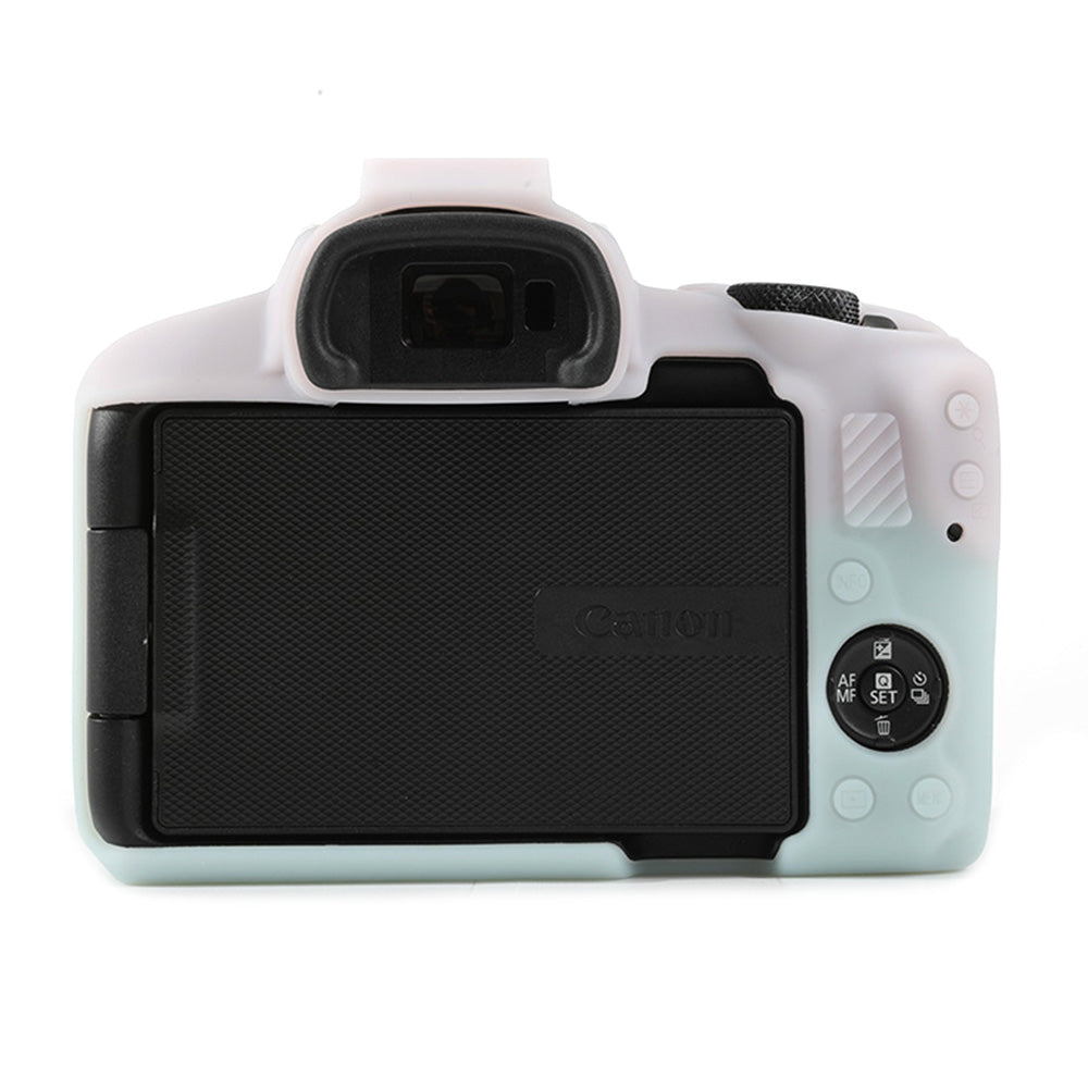 Uniqkart for Canon EOS R50 Soft Silicone Anti-drop Case Camera Protective Cover - Jelly Pink+Green