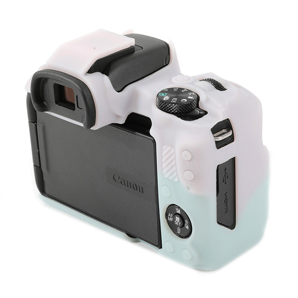 Uniqkart for Canon EOS R50 Soft Silicone Anti-drop Case Camera Protective Cover - Jelly Pink+Green