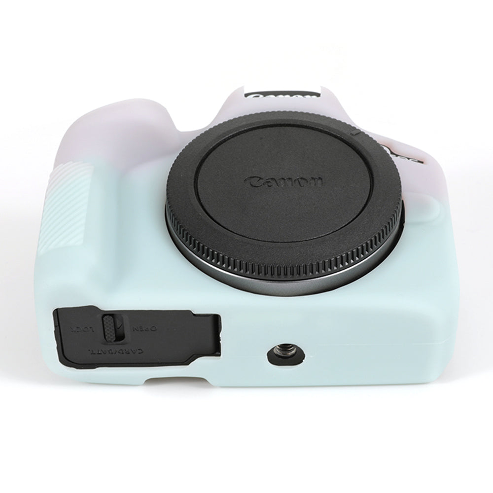 Uniqkart for Canon EOS R50 Soft Silicone Anti-drop Case Camera Protective Cover - Jelly Pink+Green