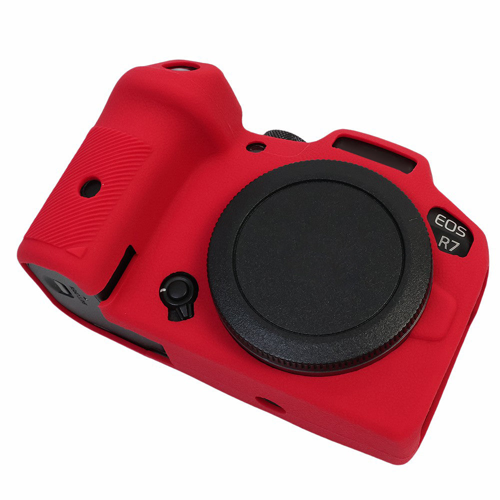 Uniqkart for Canon EOS R7 Silicone Case Camera Protector Anti-Scratch Sleeve Drop Protection Cover - Red