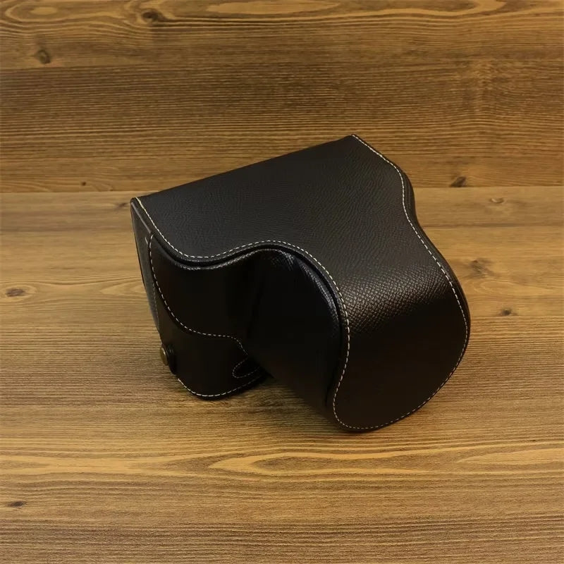 Uniqkart for Sony ZV-E1 PU Leather Camera Bag Battery Opening Protective Case with Small Bag - Black