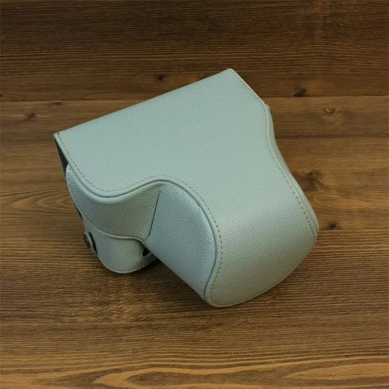 Uniqkart for Sony ZV-E1 PU Leather Camera Bag Battery Opening Protective Case with Small Bag - Light Blue