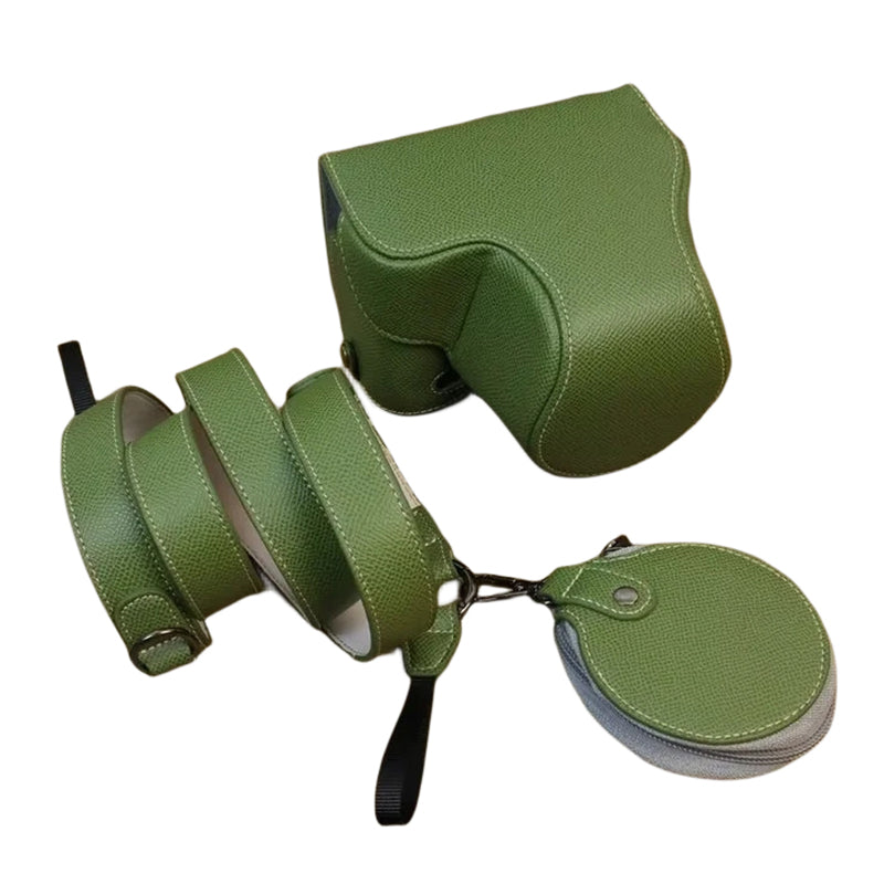 Uniqkart for Sony ZV-E1 PU Leather Camera Bag Battery Opening Protective Case with Small Bag - Green