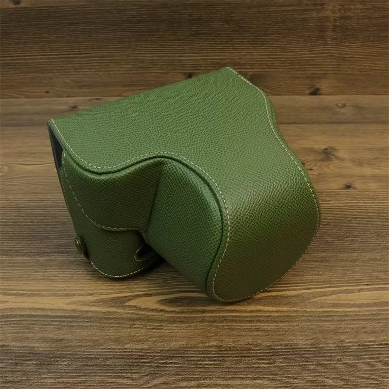 Uniqkart for Sony ZV-E1 PU Leather Camera Bag Battery Opening Protective Case with Small Bag - Green