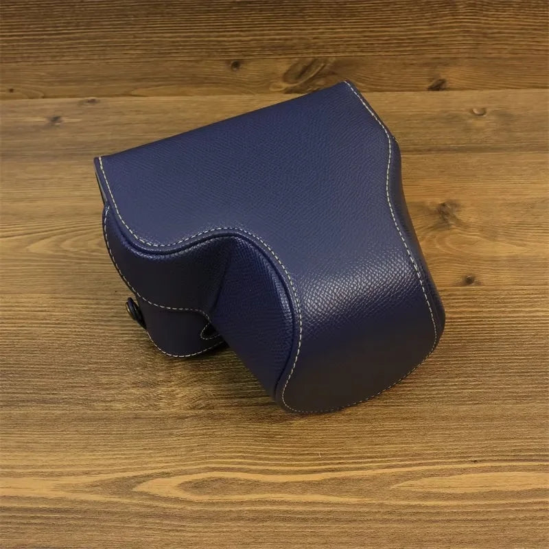 Uniqkart for Sony ZV-E1 PU Leather Camera Bag Battery Opening Protective Case with Small Bag - Sapphire