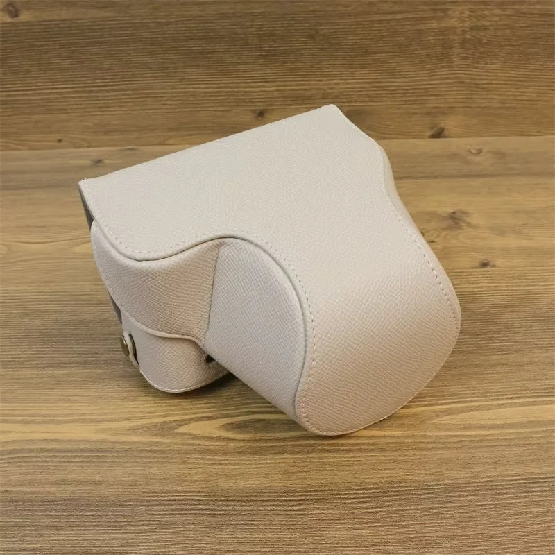 Uniqkart for Sony ZV-E1 PU Leather Camera Bag Battery Opening Protective Case with Small Bag - Grey White